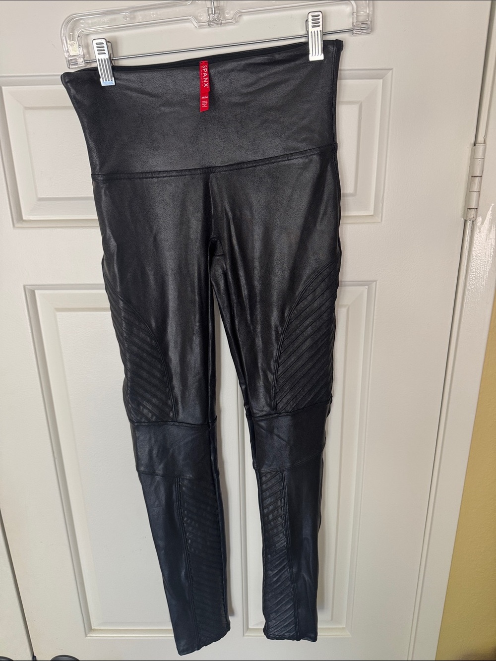 SPANX Faux Leather Moto Leggings in Black